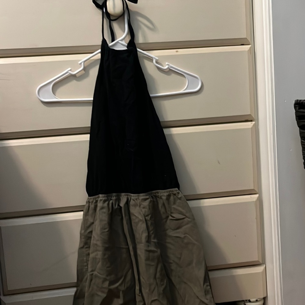 Black and green jump suit
